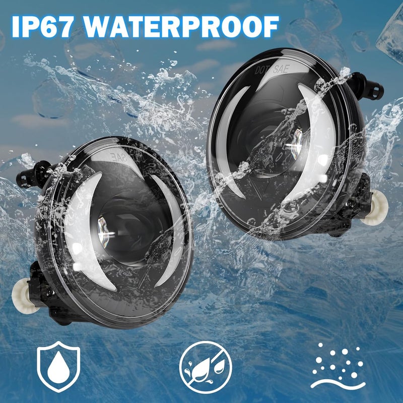 BOXLIGHT LED&DRL Round Fog Lighs Compatible with 2007-2014 Chevy Suburban Tahoe, 2007-2013 Avalanche Camaro, 2015-2016 Colorado Silverado, 2007-2016 GMC Acadia Yukon XL Sierra Denali With Turn Signal - Image 5